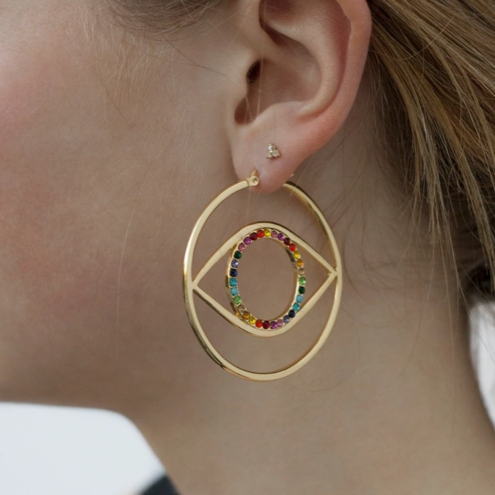 Evil eye Ettika hoops from revolve, in great condition